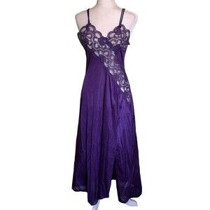 Vtg. Fredrick of  Hollywood 90s Y2K Sexy Purple Satin & Lace Boudoir Lingerie Lg